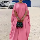 Женское винтажное платье-макси VONDA, длинное праздничное платье 3 цветов в богемном стиле с коротким рукавом для лета, 2022