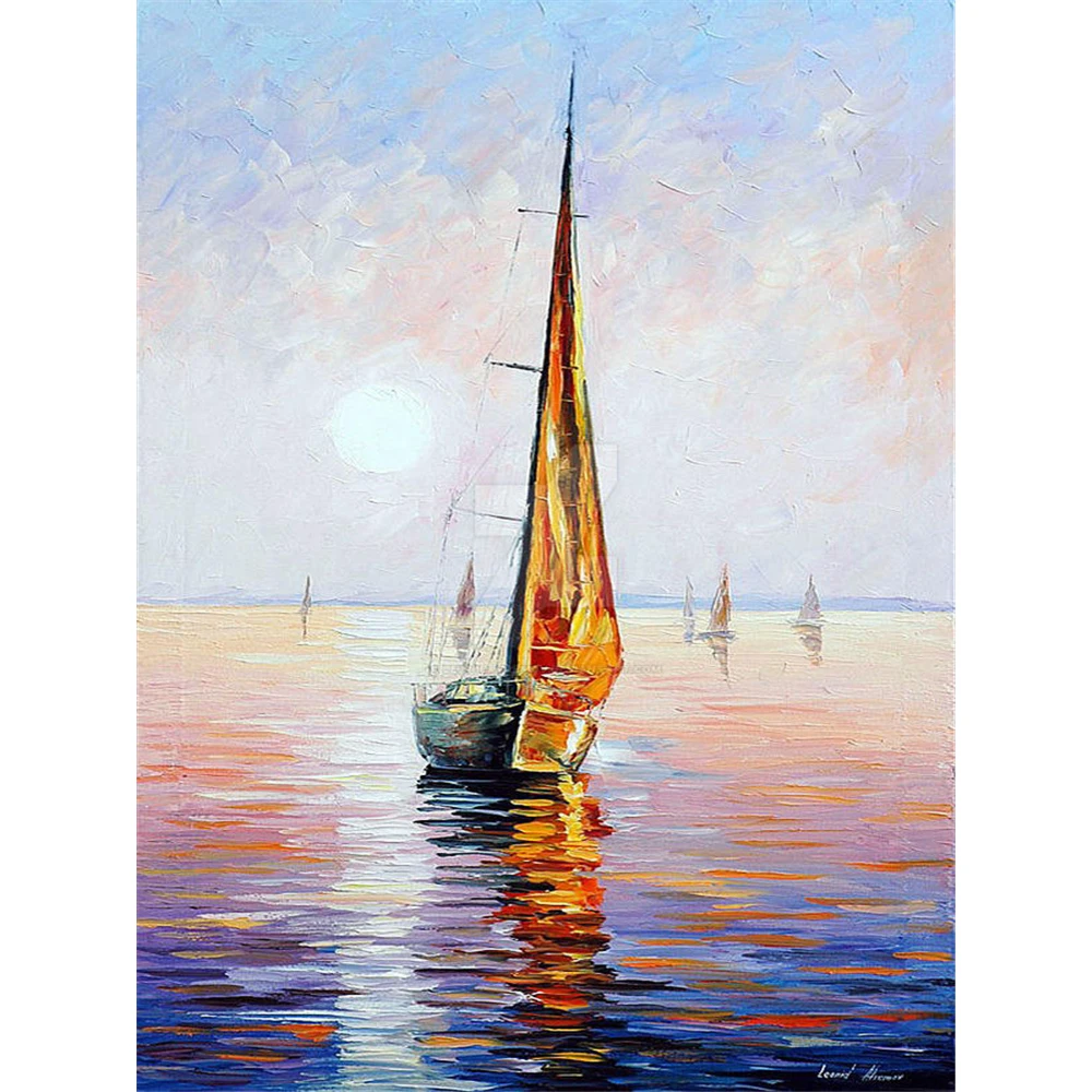 

Oil Painting Style Gold Sail DIY 5D Full Diamond Painting Diamond Mosaic Diamond Embroidery Set Home Decor Christmas Kit