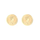 Женские золотые серьги в виде монет, Винтажные серьги-гвоздики в форме диска королевы, лучший подарок матери, британская королевская бижутерия