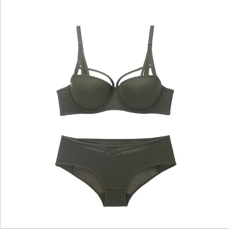 Girl'S Small Bust Gathering Europe And America Set Under The Thin Thick Women's Shiny Side Underwear Bra