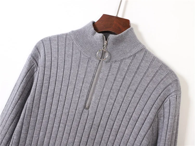 

HLBCBG Long Sleeve Women Sweater Dress Winter Thick Turtlneck Pullover Dress Knitted Zipper Straight Maxi Dress Noddle Robe