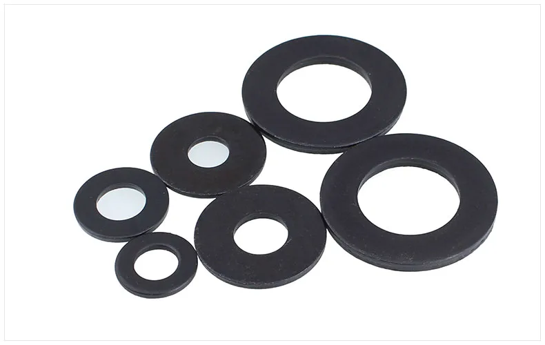 100Pcs DIN125 ISO7089 M2 M2.5 M3 M4 M5 M6 M8 Carbon Steel Flat Machine Washer Plain Black Washer Furniture Gaskets