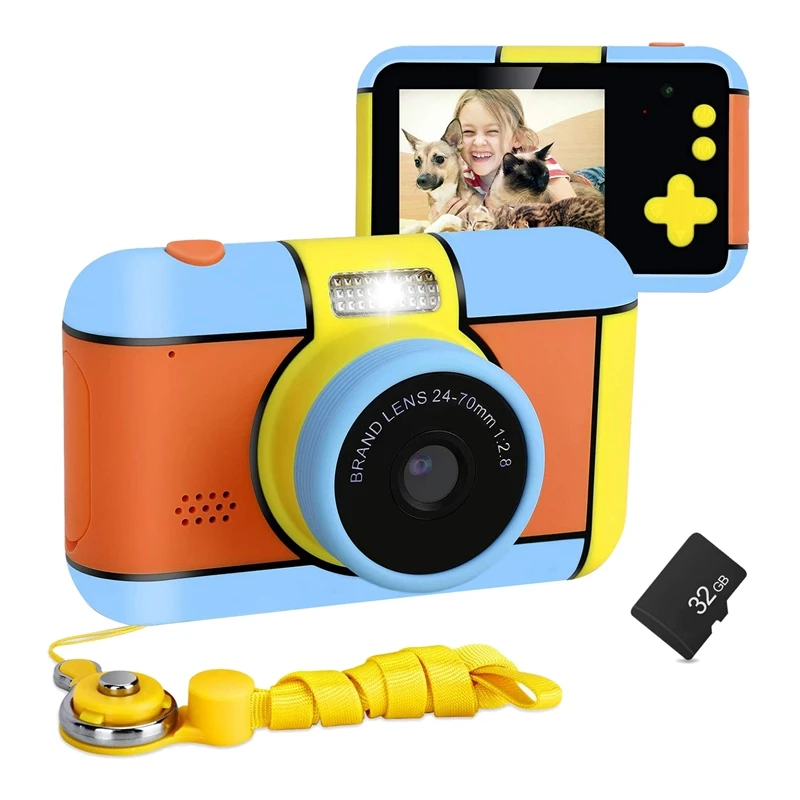 

Kids Camera, Rechargeable Children Digital Camera with 32G Memory Card 16MP 1080P HD Shockproof Digital Video Camera Toy