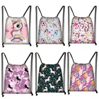 Женский рюкзак на шнурке с единорогом и цветочным принтом