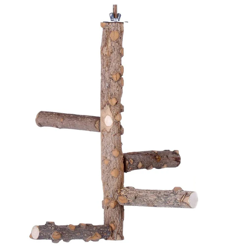 

Natural Wood Bird Perch Set, Parrot Stand Wood Perches Grinding Stick Stand Platform Chew Toy for Finches, Canaries