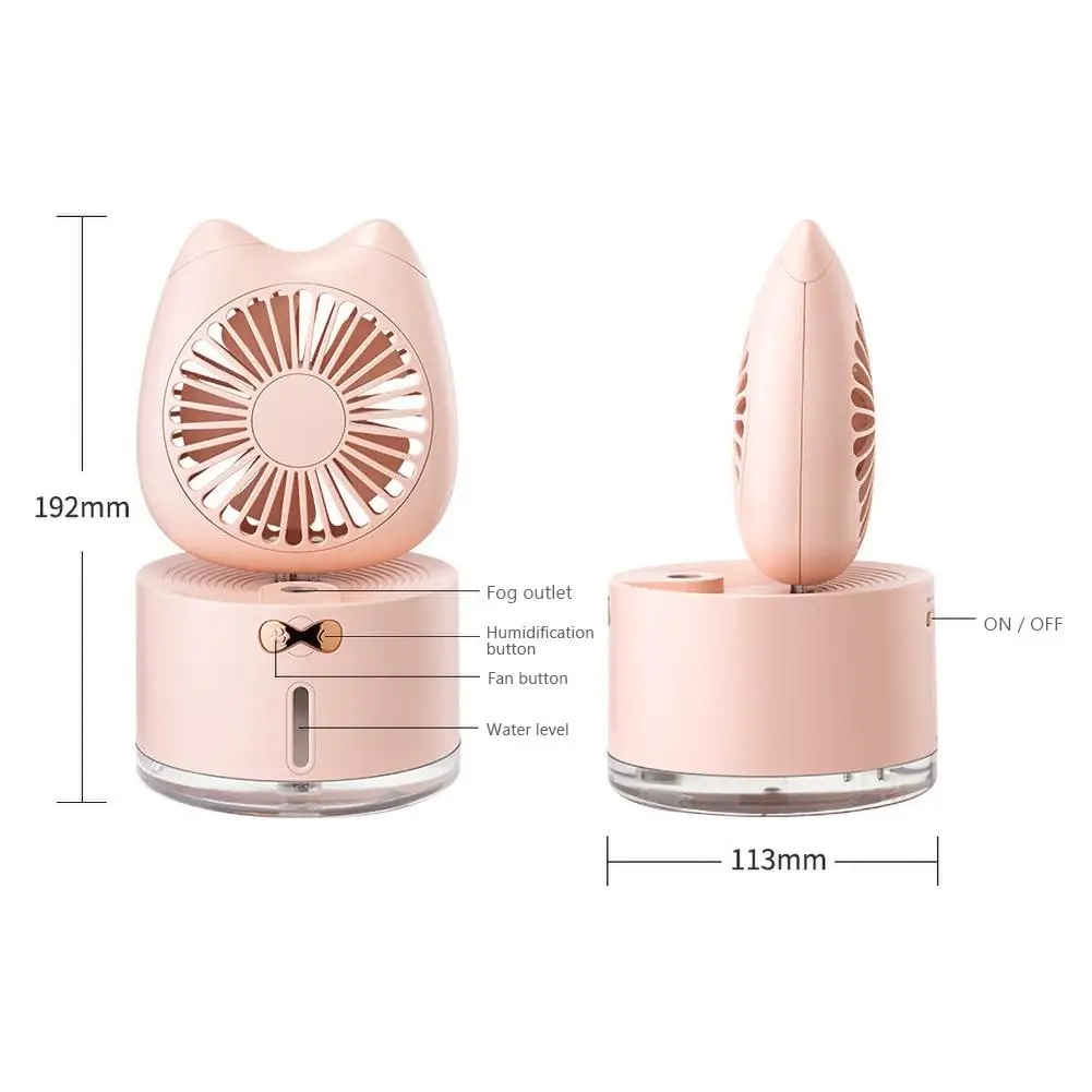 300ml Cat USB Fan Rechargeable Air Humidifier Mist Spray LED Light Air Conditioning Desk Cooling Fan images - 6