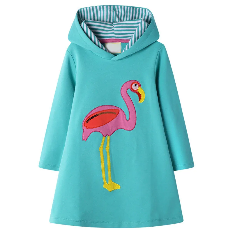 Little maven 2-7Years Дети Девочки Птицы Толстовки Платье Новые детские Модные Нарядные Платья Детские С Капюшоном Одежда
