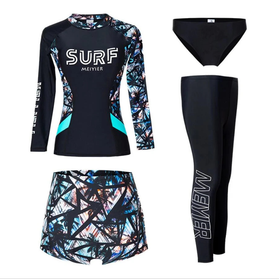 

2020 Fashion muslim ladies swimming suit girls Modest burkini islamic swimwear Womens 4 pieces surf bathing suit plus size M-XXL