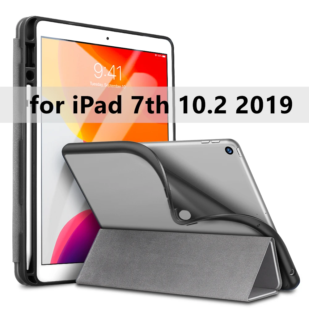 ESR чехол для iPad Air 3 Mini 5 7 Folio крышка отделения для резинового масла ультра тонкий смарт карандаш слот Мягкий ТПУ чехол для iPad 7 7 10,2 - Цвет: Grey for ipad 7 10.2