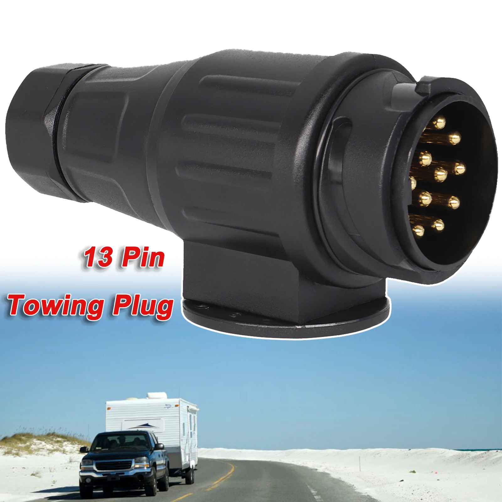 

12V 13 Pin Trailer Plug Durable 13 Pole Electrical Caravan Wiring Connector Towing Bar Socket Adapter Car Truck RV Accessories