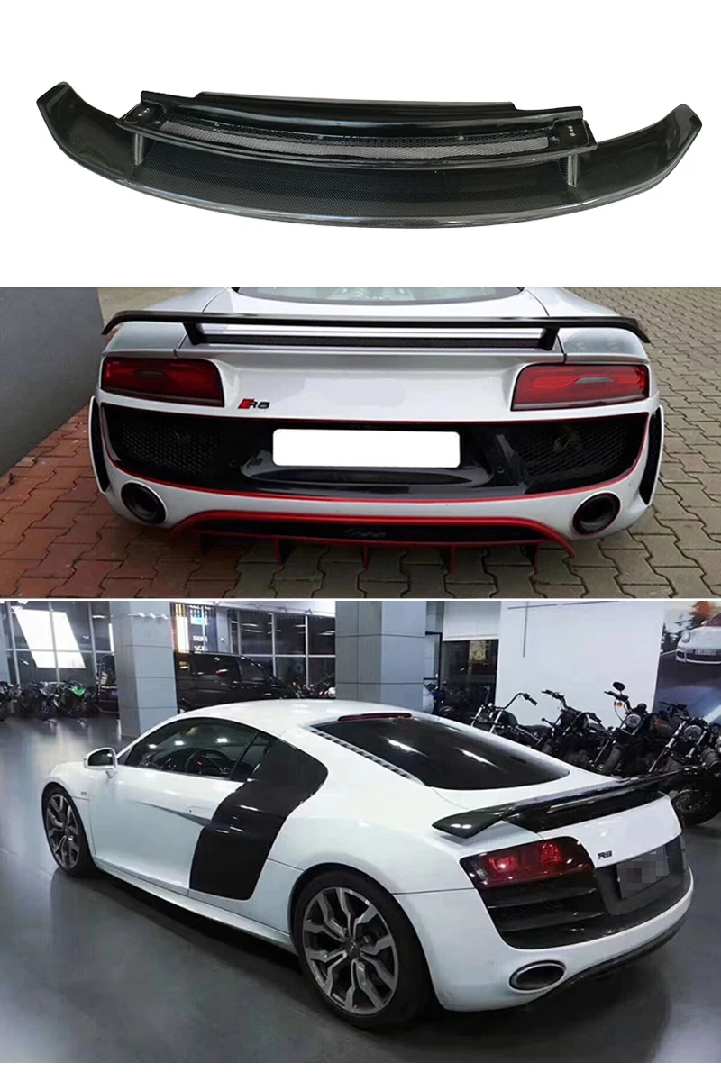 R8 автомобильный комплект кузова из углеродного волокна спойлер на задний багажник, крыло для Audi R8 GT V8 V10 автомобиль модифицированный хвост губы 08-14