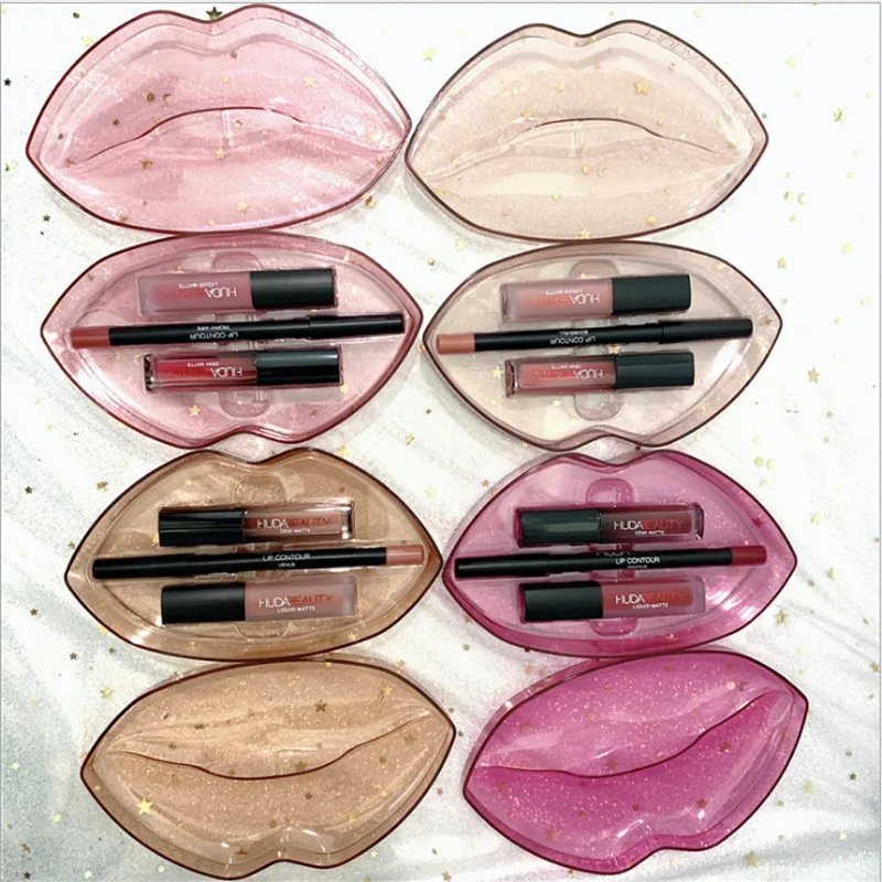 2019 брендовый блеск для губ набор макияжа 2 шт. жидкая губная помада + 1 подводка