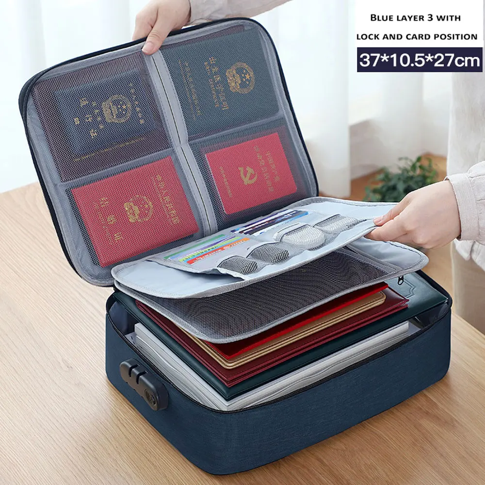 

Document Organizer Briefcase A4 Folder Holder Men's Women's Bag Cover Purse Passport Home Safe Functional File Storage Case