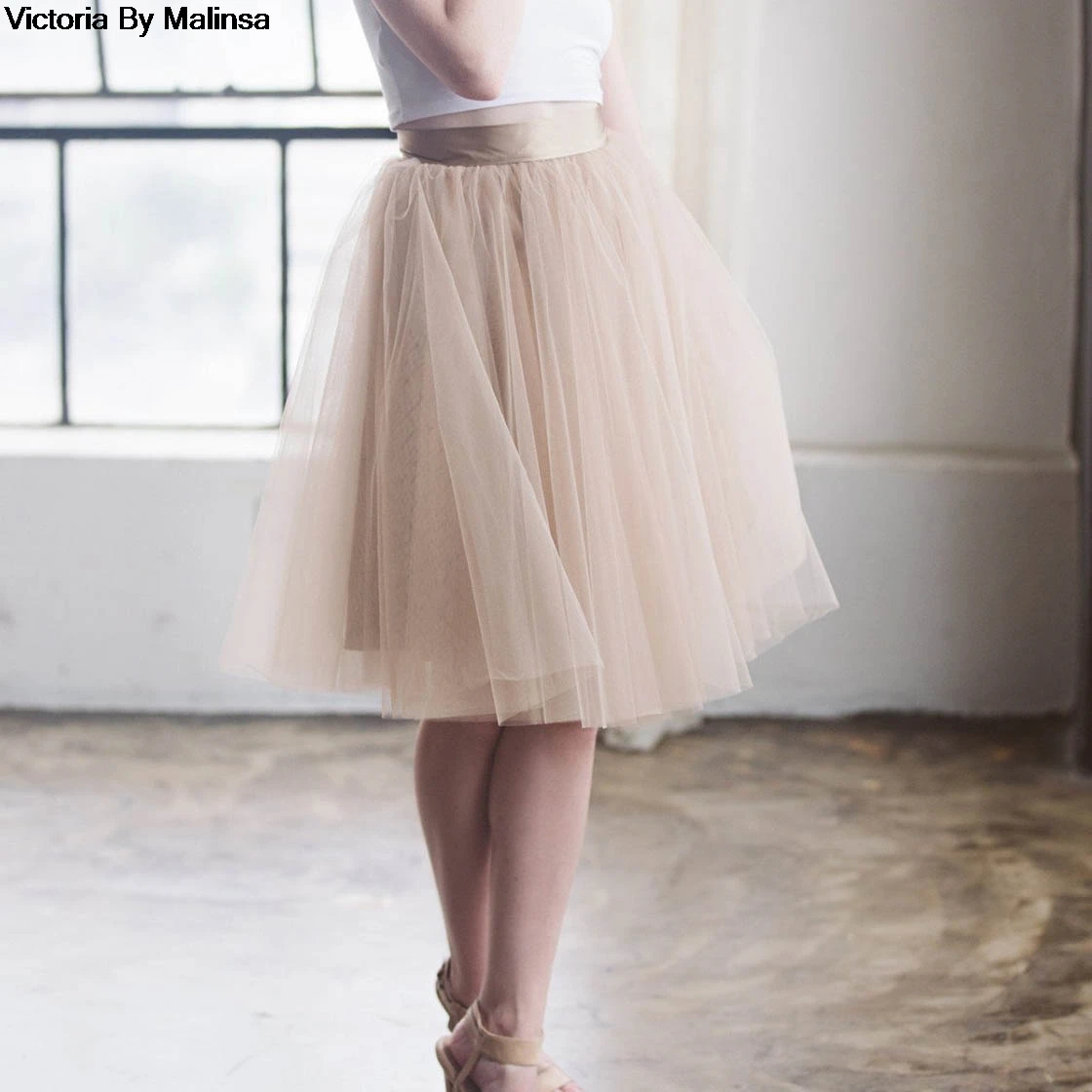 Женские сексуальные бежевые тюлевые юбки со скрытой молнией Saia Secret Custom короткие