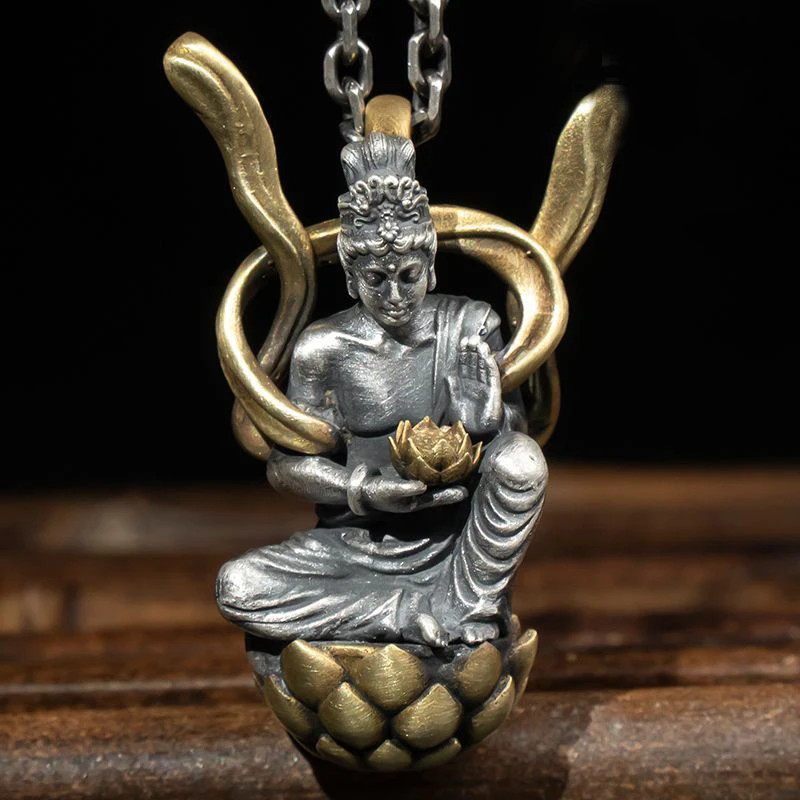 National Tide Yunnan Handmade Silver Patron Saint Natal Zodiac Necklace Male Guanyin Pendant Female Accessory Pendants |