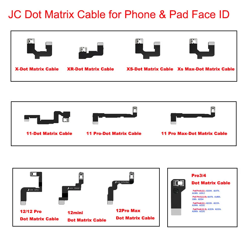 

JC Face Dot Matrix Flex Cable For iPhone 12Promax 12P 11Promax 11Pro XSmax XR XS X Face ID Move UP Down Fix Cable Replace