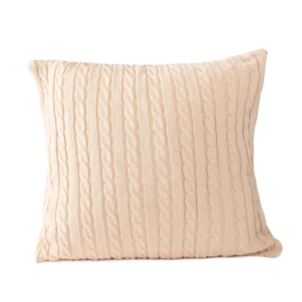 

Acrylic Knitted Cushion Cover Double-sided Solid Color Office Wool Twist Knitted Car Pillow Case Pillow Cushion 45*45cm