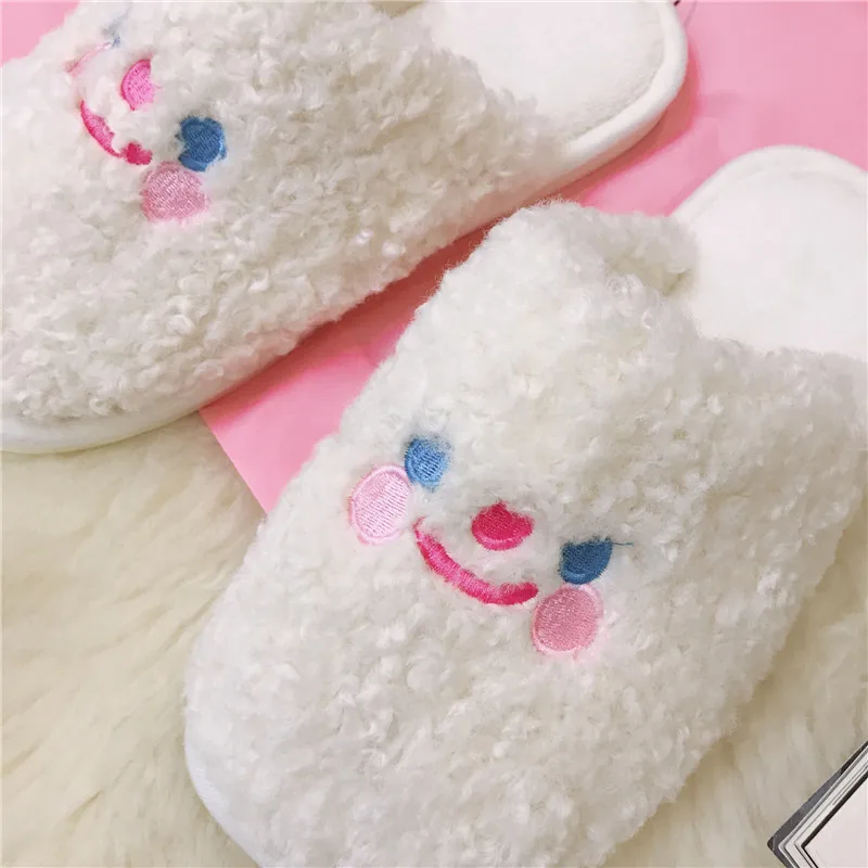 35-39 yards Cartoon net red cute little white face dog slippers soft home slippers in autumn and winter