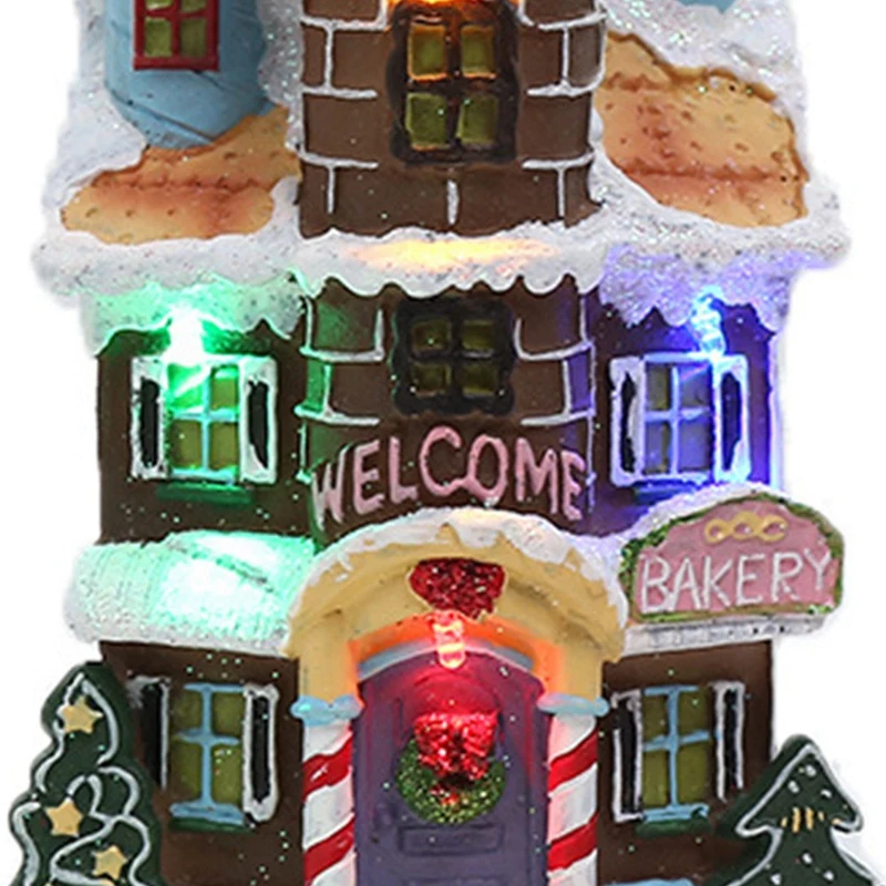 

Lighting Up Christmas Doll Figurine Artificial Tree Tiny House Village,LED Light Decorative Christmas House