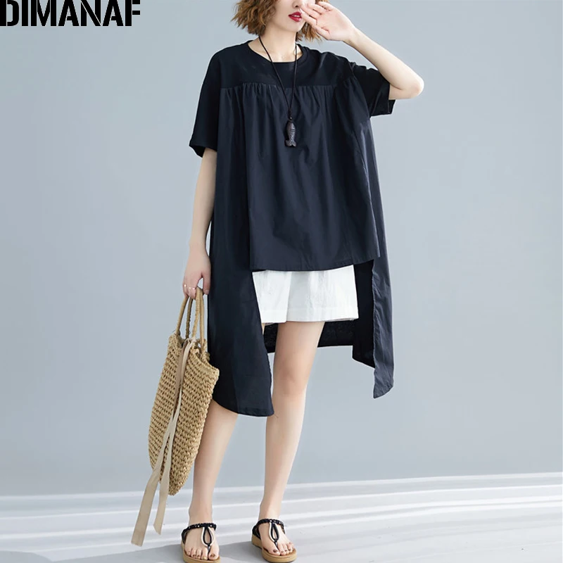 DIMANAF летняя блузка рубашки женская одежда большие размеры плиссированные с