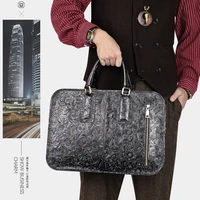 fashion cowskin mens business bag handmade genuine leather 13 5 laptop male briefcase messenger for document a4