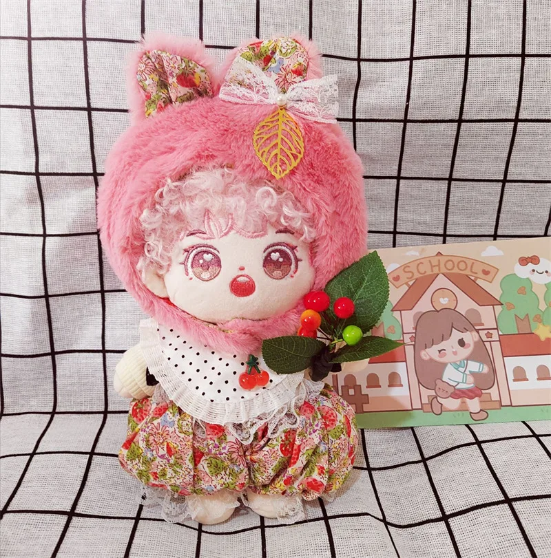 Ropa de mu&ntilde;eco de peluche, conjunto de sombrero De Seta, conejo Bobo, traje de mu&ntilde;eco de peluche de algod&oacute;n de 20Cm-3