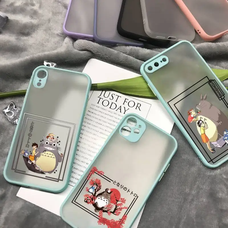 

Totoro cute design anime Phone Case matte transparent For iphone 7 8 11 12 plus mini x xs xr pro max cover