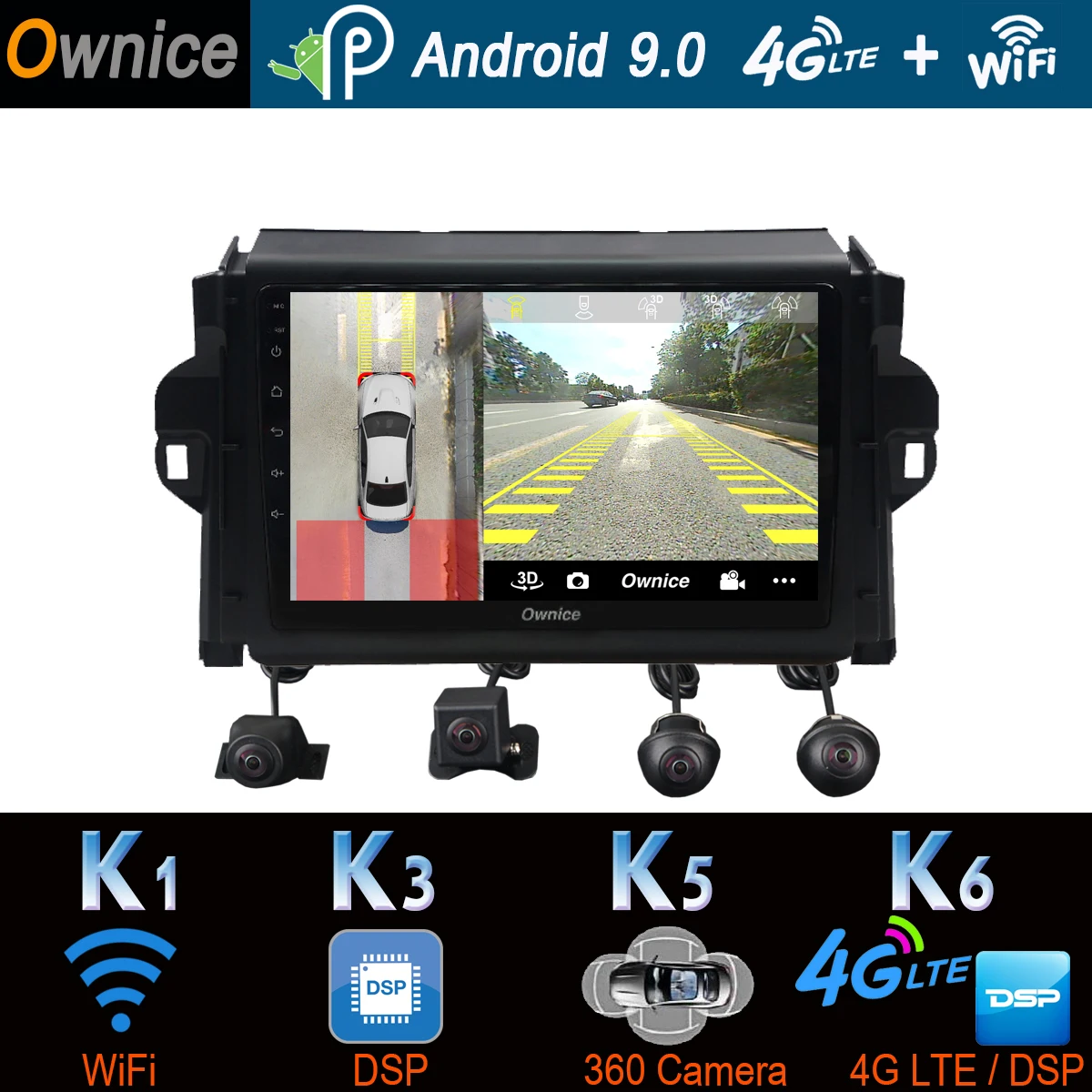 Панорамная камера на 360 ° Android 9,0 4G+ 64G SPDIF DSP CarPlay Автомобильный плеер для Toyota Fortuner gps радио головное устройство
