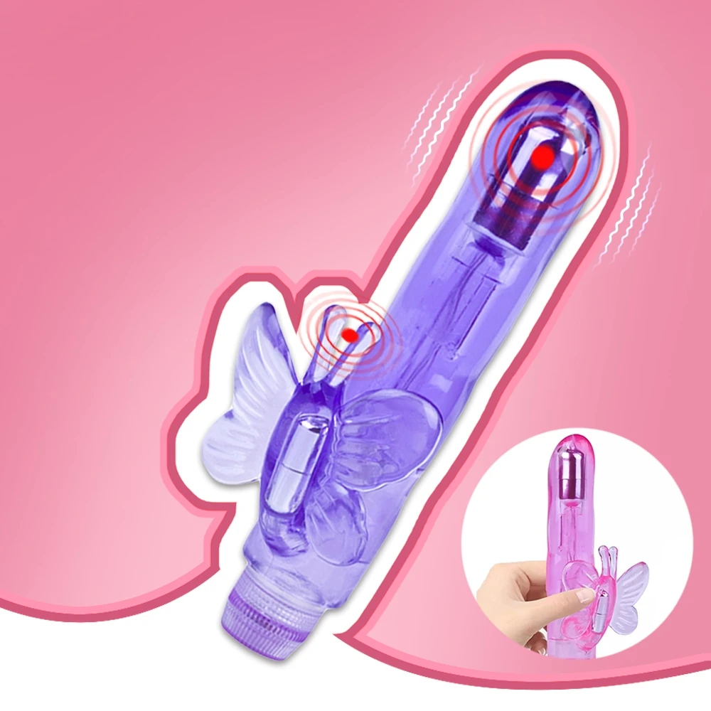 

Вибратор-желе с бабочкой и кроликом, секс-игрушки для женщин, Многоскоростной Стимулятор клитора с двойной вибрацией, массаж влагалища, товары для взрослых