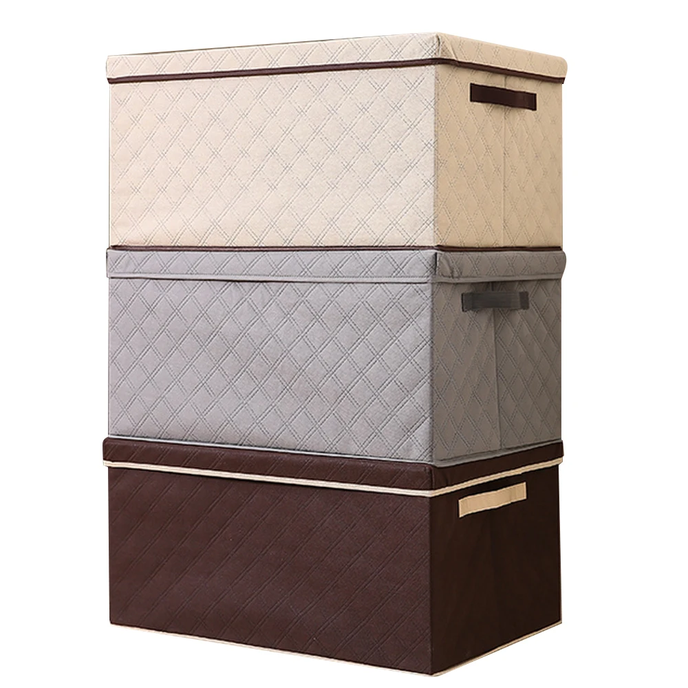 Большой контейнер для хранения из ткани с возможностью складывания и крышкой, ручками, корзиной для игрушек и белья.