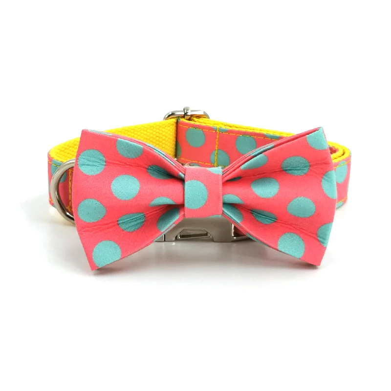 Ошейник и поводок для собак в горошек с галстуком-бабочкой больших маленьких