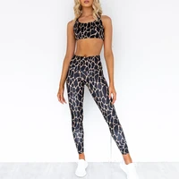 printed 2 pieces women yoga sets sports cross top bras high waist leggings fitness gym wear running outfits workout suitszf750