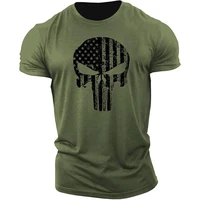 skull 3d printing t shirt mens casual sports t shirt short sleeve summer 2021 new army green mens hot sale