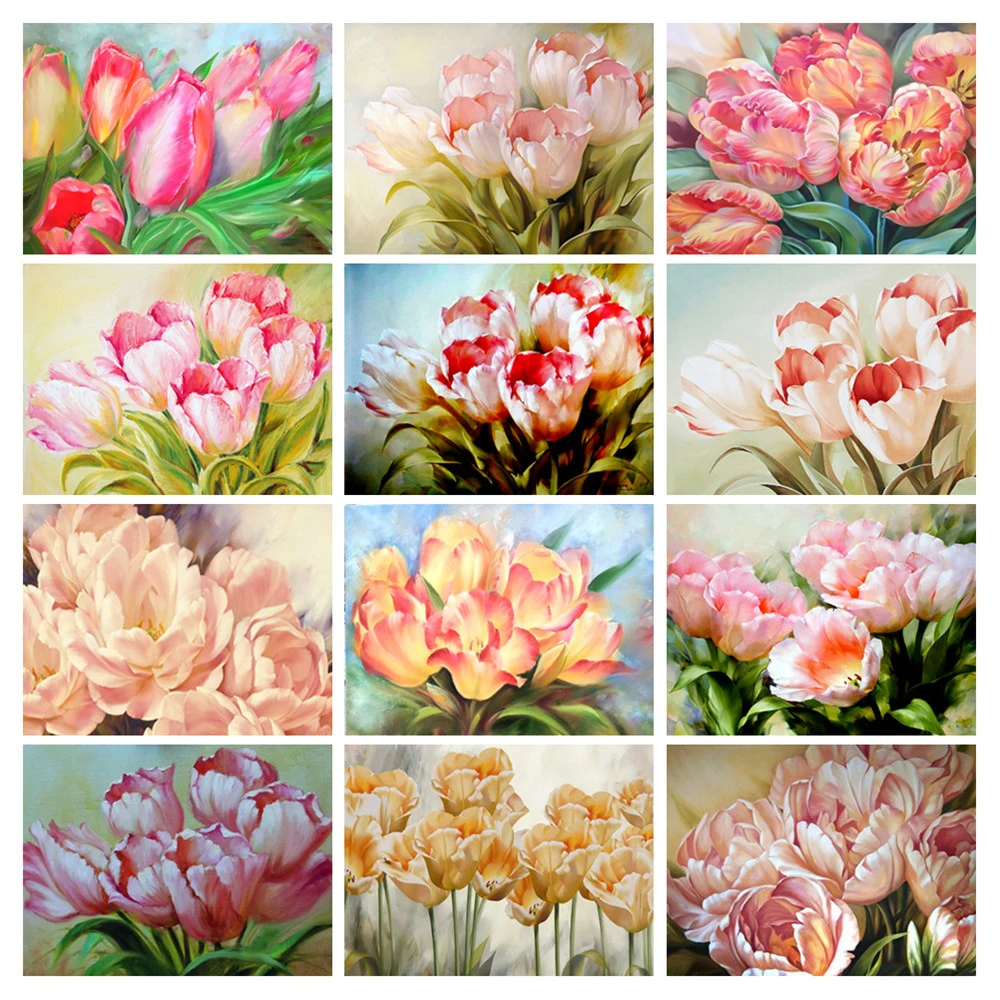 Картина для алмазной вышивки с розовыми цветами 5D|Алмазная мозаика и вышивка| |