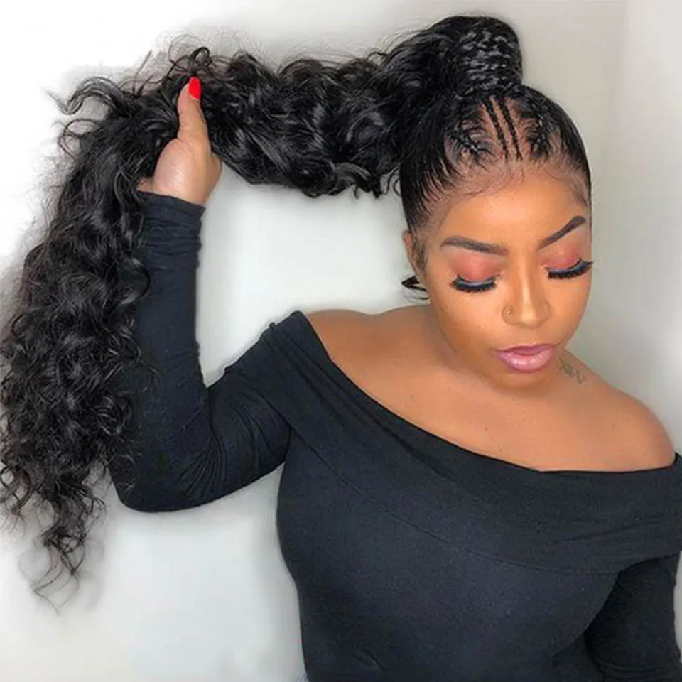 

HOUYAN Straight hair ponytail super long straight hair 85cm female bandage tail wig with hair clip synthetic hair extension