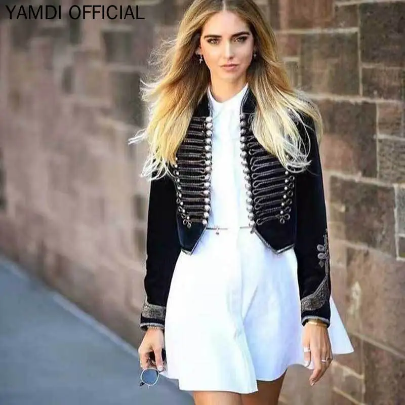 Женское подиумное джинсовое пальто YAMDI осенне зимняя куртка с украшением