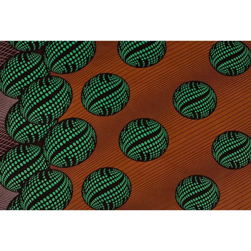 Ткань для шитья из хлопка с принтом зеленого цвета и настоящим воском в