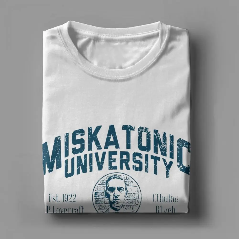 Fashion Miskatonic University Arkham T-Shirt for Men Crewneck Cotton T Shirts Short Sleeve Tee Gift Idea Clothing Plus Size |