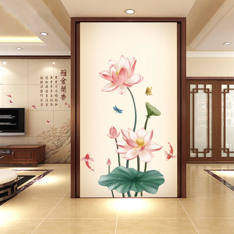 

3D Lotus Wall Sticker Flowers Home Decor Teenager Living Room Bedroom Bathroom Decor Self-adhesive Wallpaper Fridge Stickers