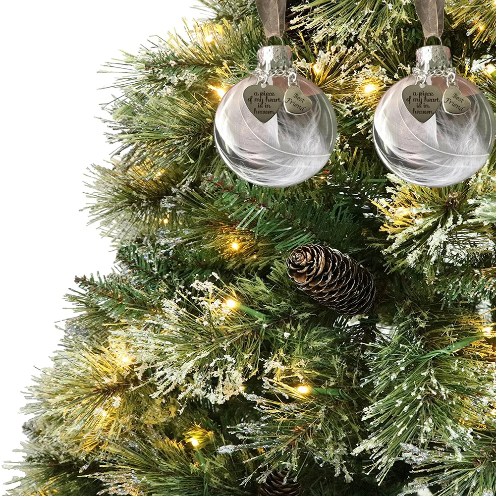 

1 шт. Прозрачный Рождественский памятный орнамент, перьевой шар, кусок моего сердца в небесах, Рождественская елка, подвесной декор, кулон, п...