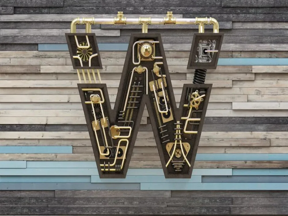 

Milofi large wallpaper mural custom 3D metal square letter living room bedroom background wallpaper mural