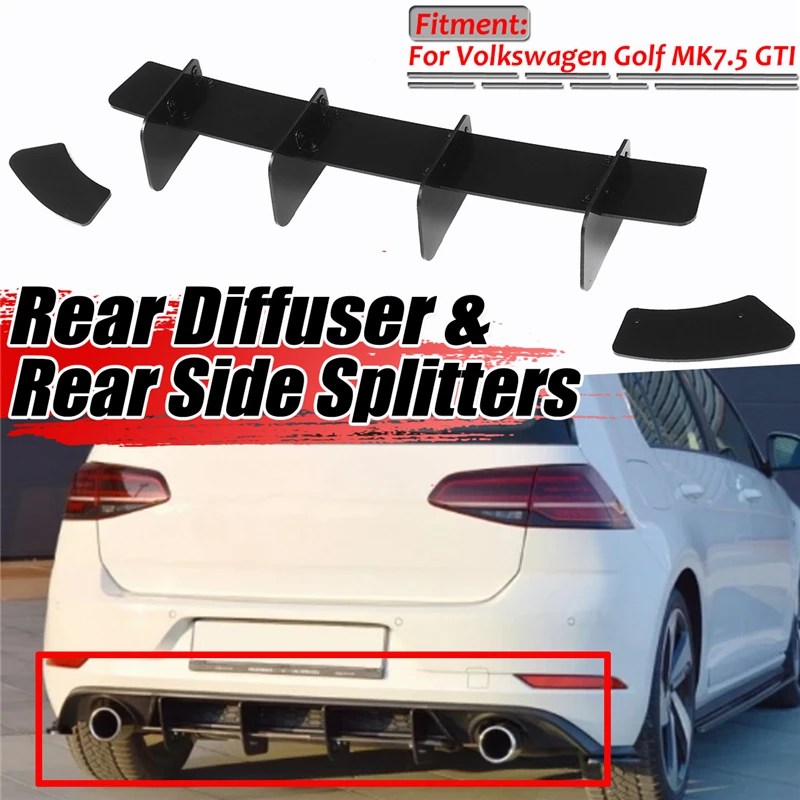ABS Car Rear Bumper Lip Diffuser &amp Side Splitters Protection Spoiler For Volkswagen Golf 7.5 GTI Styling Black | Автомобили и