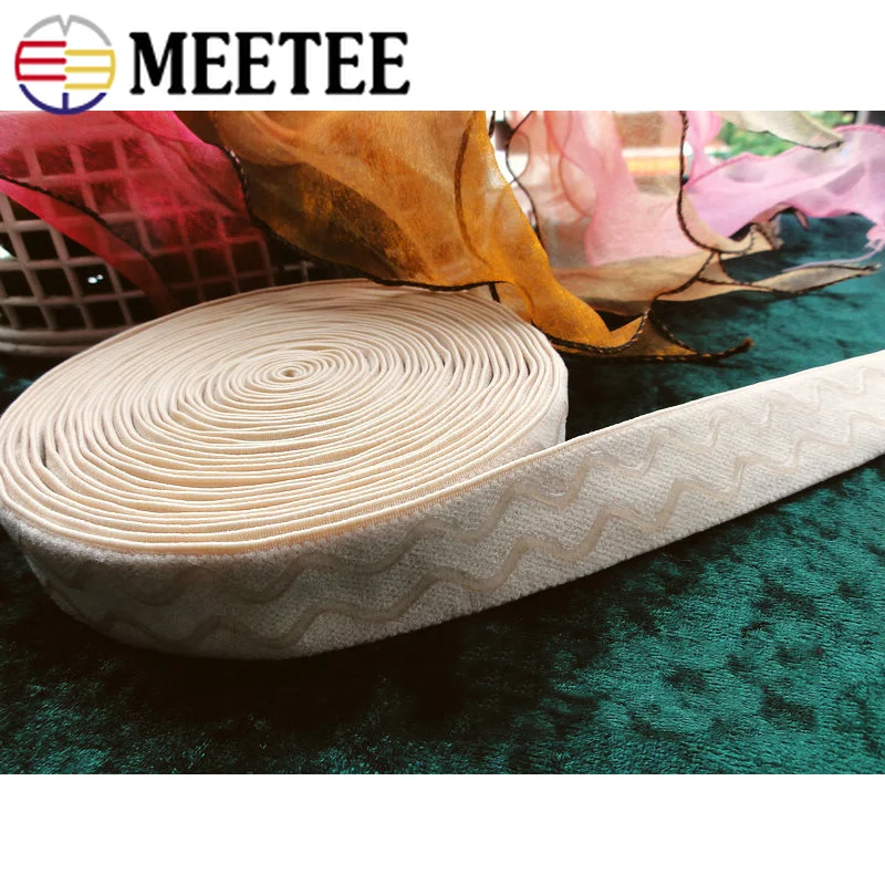 Meetee 5/10M 25/30 мм Эластичная лента резиновая незаметная противоскользящая силиконовая ремень для штанов, теплая жилетка, пальто, обувь спортивная Костюмы DIY Декор Аксессуары