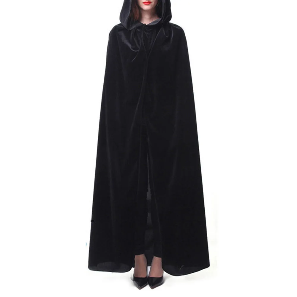 Женский длинный бархатный плащ Goth для взрослых на Хэллоуин черный красный