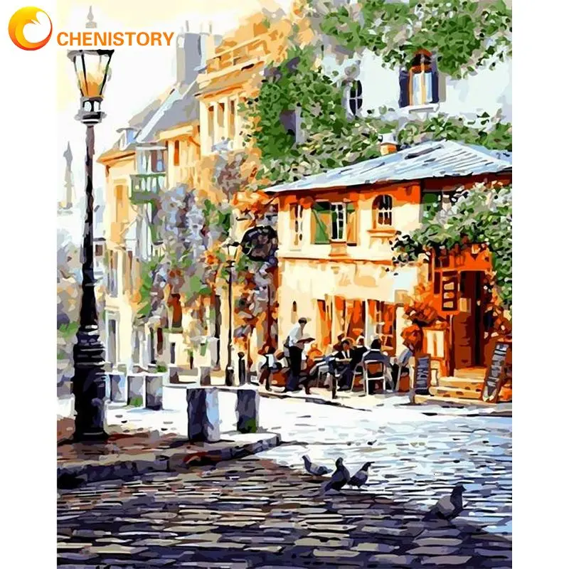 

CHENISTORY 60x75cm Frame Painting By Number For Adults Scenery Drawing Coloring By Numbers Modern Wall Art Picture For Diy Gift