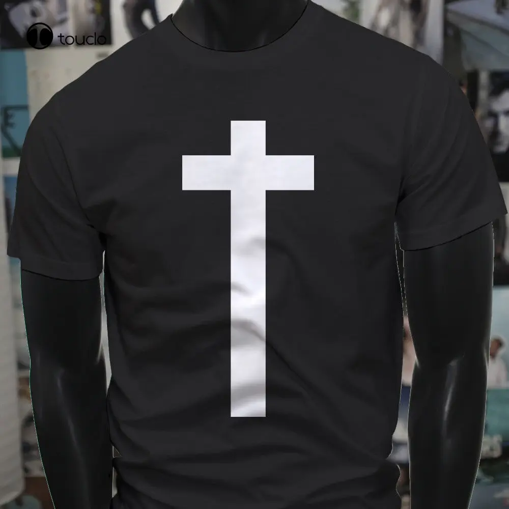 

Newest Men T-Shirt Fashion Christ Christian Jesus Cross Religious Simple Mens Black T-Shirt Custom aldult Teen unisex unisex