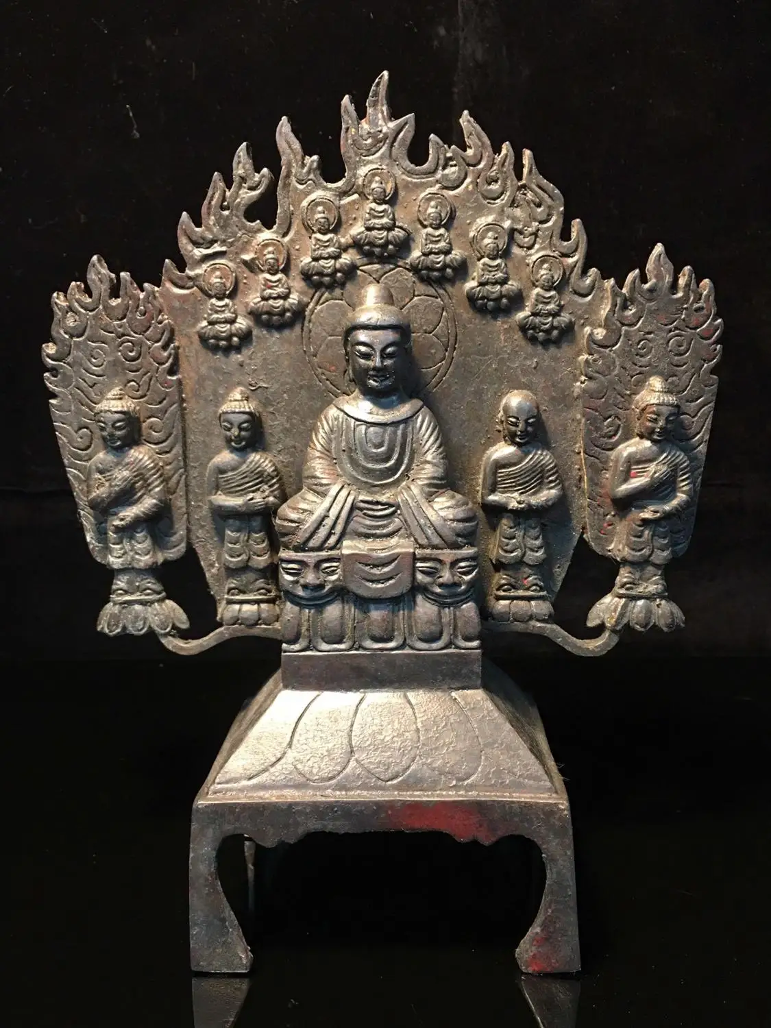 

9" Tibet Buddhism Temple Old bronze Copper Statue of Northern Wei Dynasty Statue of Sakyamuni Amitabha Buddha Statue