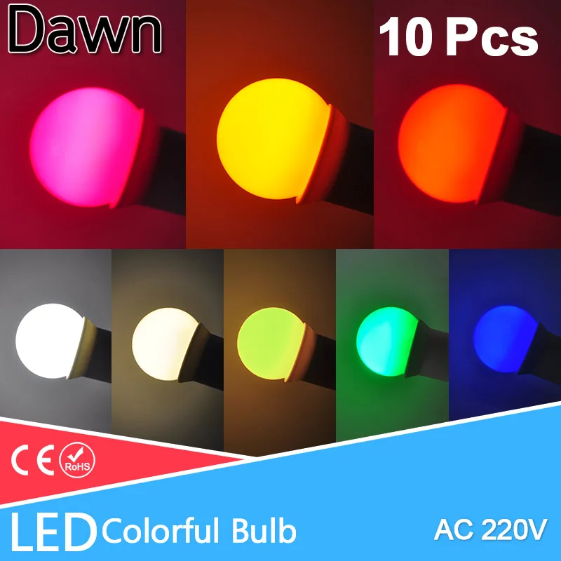

10pcs E27 Led Bulb Colorful led Lamp Bomlillas Globe Lampada 3W 220V SMD RGB Led Light 2835 Flashlight G45 Led Bulbs Home light