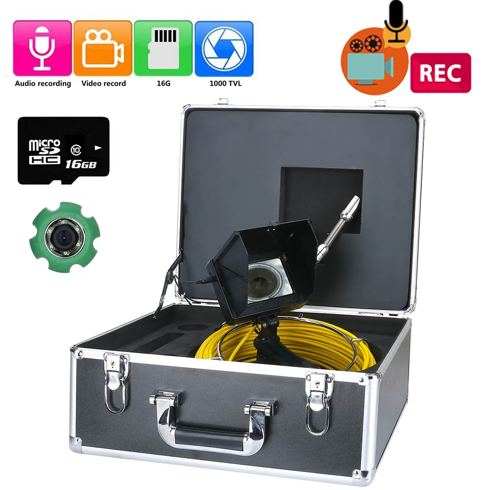 

40M Handheld Industrial Pipe Inspection Video Camera DVR IP68 Drain Sewer Pipeline Industrial Endoscope with 4.3 Monitor