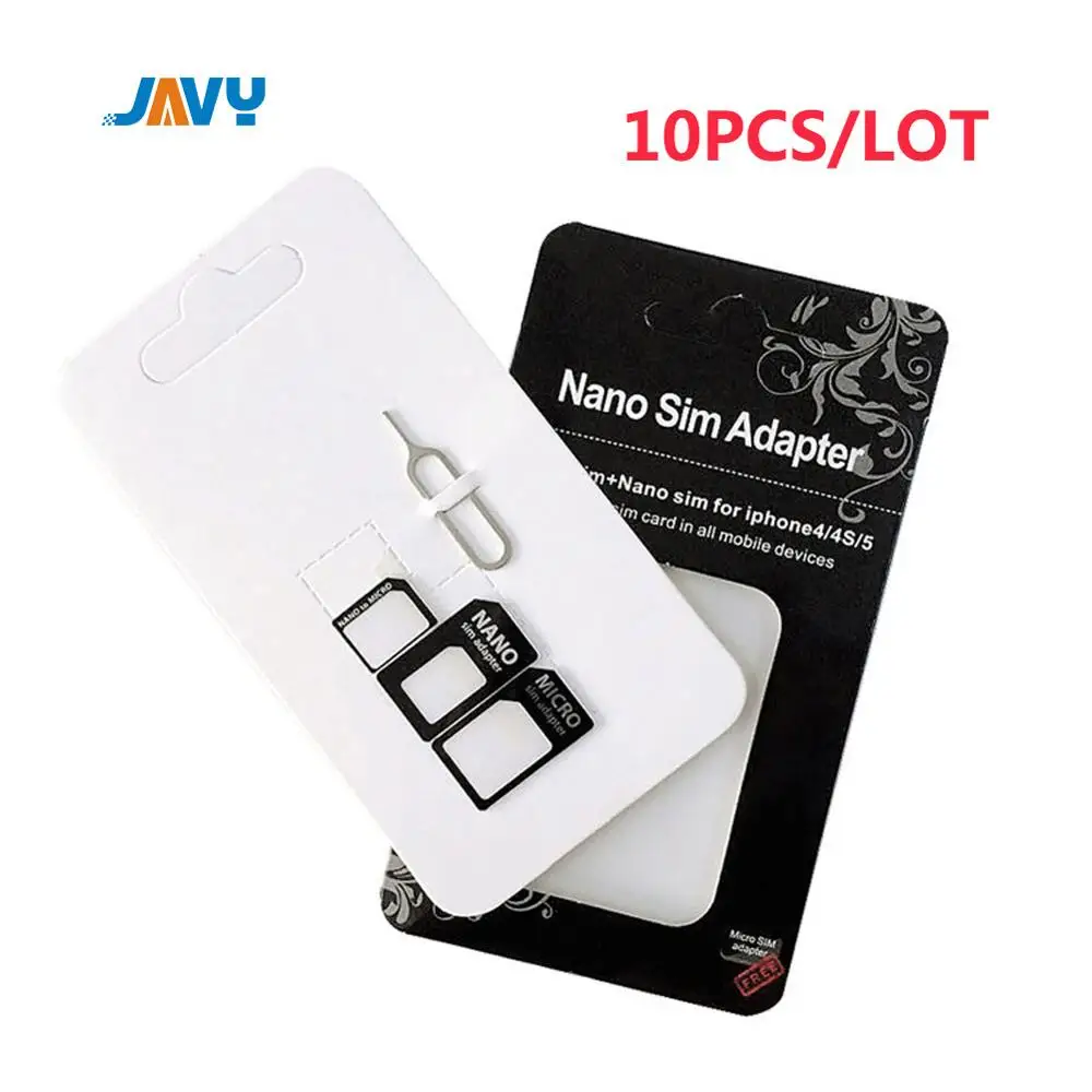 10 комплектов 4 в 1 Nano Micro Mini стандартный адаптер для SIM карты набор адаптеров